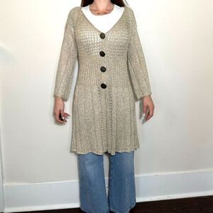 Gold Boho Button Up Sweater Size L